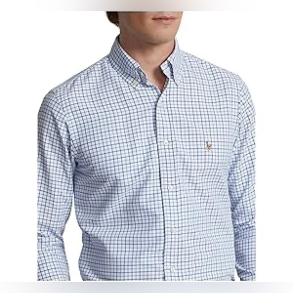 Ralph Lauren Navy and White Plaid Shirt size large